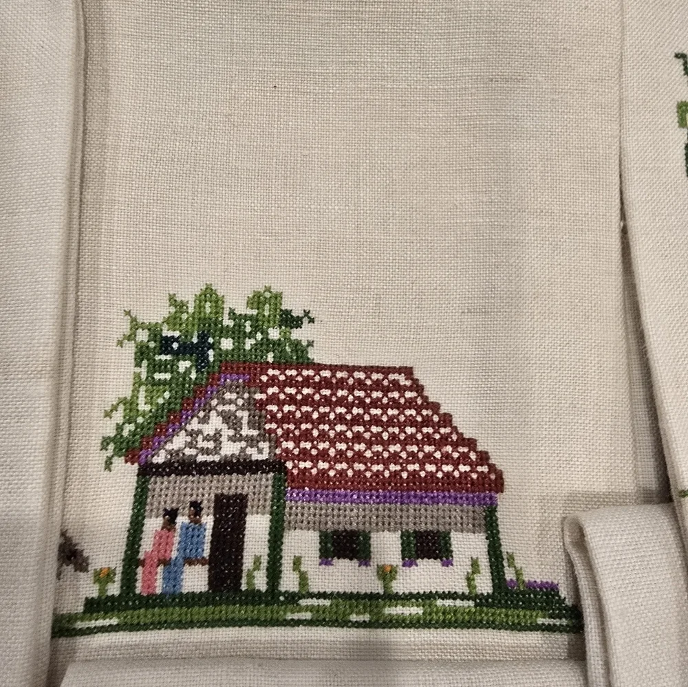 Hand embroidered table and hand linens from Indonesia 1950s
